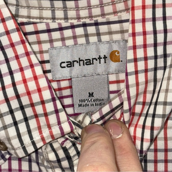 2/$20 Carhartt Men's Checkered Button Down Shirt - Red, Blue, White - Picture 2 of 4
